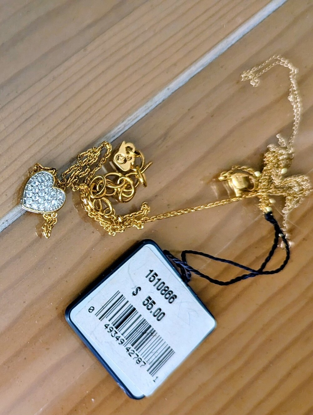 Swarovski Gold Heart Necklace with Clear Crystals